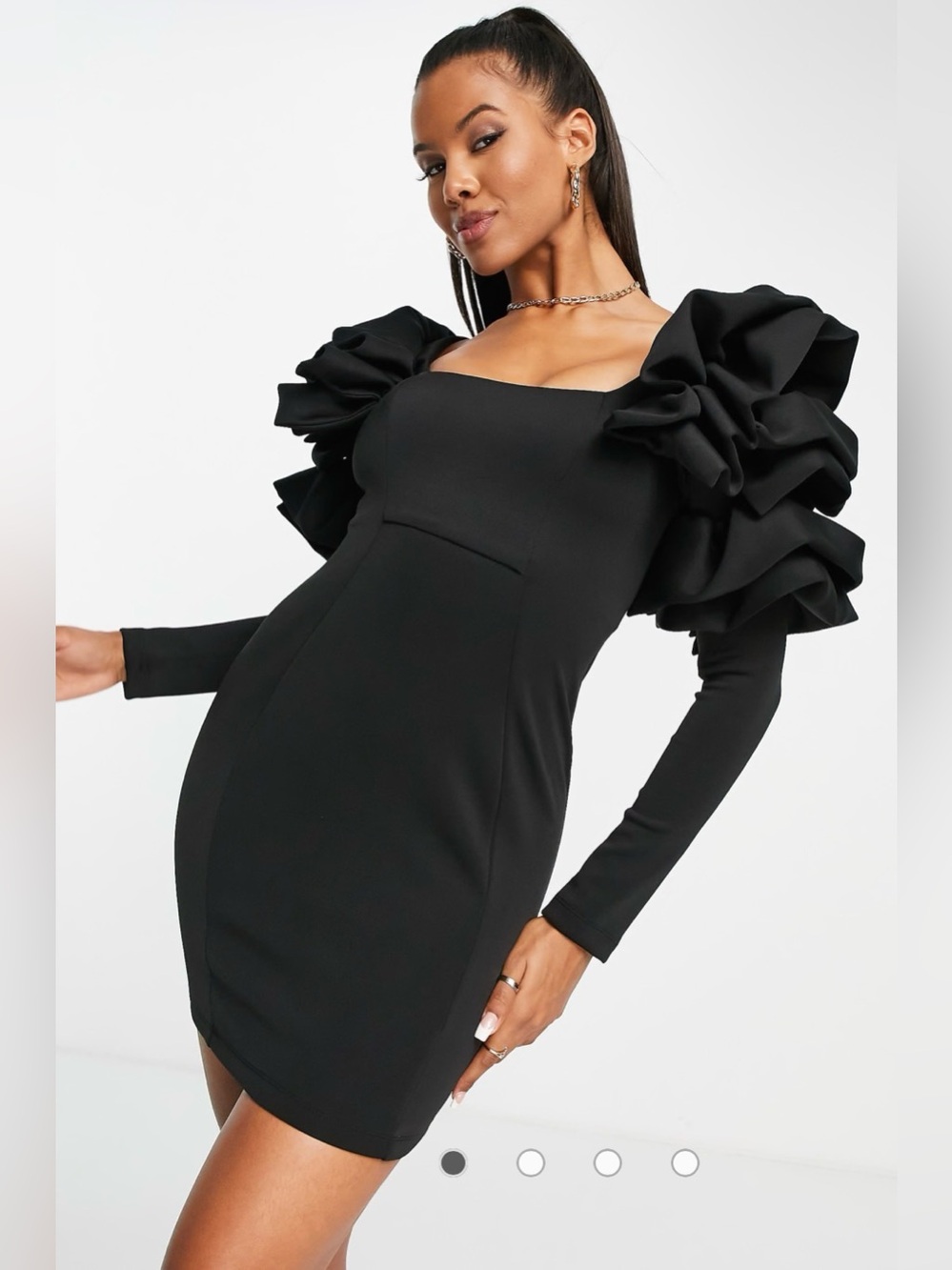 ASOS Design Black Exagerated Orgami Puff Sleeve Mini Dress Sz 8 Wedding Guest